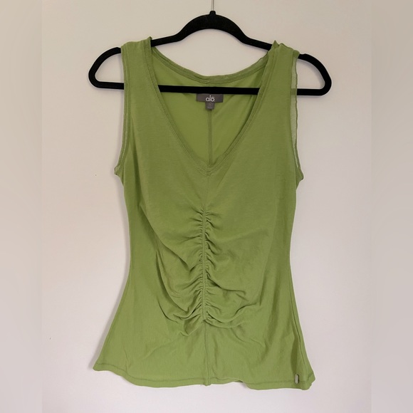 ALO Yoga Tops - Alo Yoga Ruched Sleeveless Tank Top Lime Green Size L